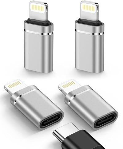 4 Pack USB C to Lightning Adapter, Lightning Male to USB Type C Female Cable Adapter Connecter for iPhone 14 Plus/13/12/11/XR/XS, Apple Lightening Fast Charging Data Sync Converter, Not for Audio/OTG