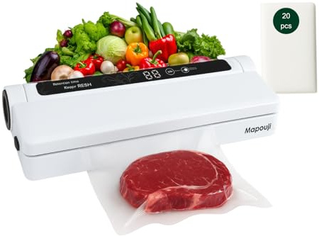 Machine Sous Vide Alimentaire compacte | Vacuum Sealer | Appareil Professionnel | Mise d’Aliments Sous Vide Avec Sac | Kitchen Items Avec Food Bags | Soudeuse De Cuisine Pour Sceller | 20 Sacs