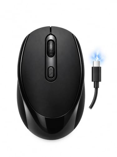 Generico Mouse Wireless Bluetooth Ricaricabile e Silenzioso – Design Leggero e Portatile per Ufficio, Casa e Viaggio – Compatibile con Dispositivi Bluetooth (Nero)
