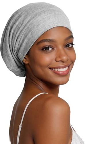 Kiiwah Bonnet Satin Cheveux Nuit de Bambou Unisexe, Slouchy Beanie Ajustable avec Doublure en Satin pour Dormir, Chapeau de Sommeil pour Chimio Bonnet de Soin Capillaire en Soie pour Femme Homme