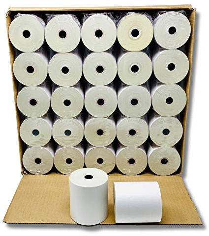 50 Rouleau papier AUTOCOPIANT 2 PLIS blanc + jaune 76 x 70 x 12 bobine pour caisse enregistreuse bobine papier carboné 2 feuillets feuille original blanc cb + feuille copie jaune cf