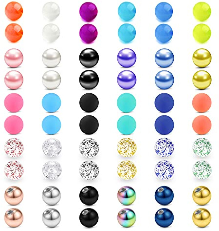 Briana Williams Piercing Boule Ensemble 1.6mm Fil 5mm Remplacement vis à Billes Langue Mamelon Piercing Acier Chirurgical Acrylique Plastique