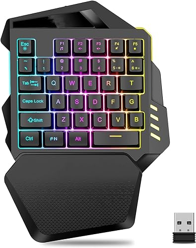 Cuifati Einhandtastatur, 35 Tasten Einhandtastatur mit FN-Tasten, Mechanische Einhand-Gaming-Tastatur mit 5 Multimedia-Tasten, tragbare -Gaming-Tastatur für PC-Laptops
