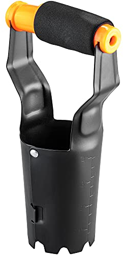 KADAX Perforateur automatique en métal avec poignée confortable en plastique - Planteur de bulbes avec déclenchement automatique et échelle de profondeur (noir/orange)