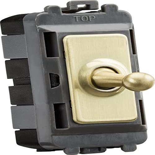 Knightsbridge 20AX 1G 2-way SP Grid Toggle Switch - brushed brass