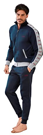 Enrico Coveri Tuta Uomo in Felpa Garzata - Cotone Invernale - Sportiva - Completa Anche Taglie Maxi (2051 Blu, L)