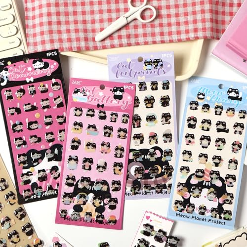 SIBLYMONA 4 Sheets Puffy Stickers Pack, 3D Bubble Jelly Bonbon Drop Decorative Stickers for Scrapbooking Journal, Kawaii Korean Deco Stickers Collection (Modern)