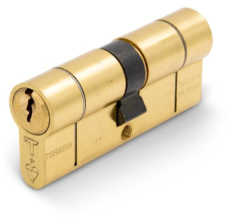 TSS Polished Brass High Security TS007 1 Star Euro Cylinder Lock, British Standard, Insurance Approved Barrel Lock and Key Sets. Supplied with 3 Keys. UPVC Door Locks. Brass (40mm x 45mm (85mm Total))