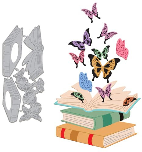 GLOBLELAND Book Butterflies Cutting Dies for Card Making Metal Books and Butterfly Die Cuts Embossing Stencils Cutting Dies Template for Scrapbooking Paper Decoration Journal Craft Decor