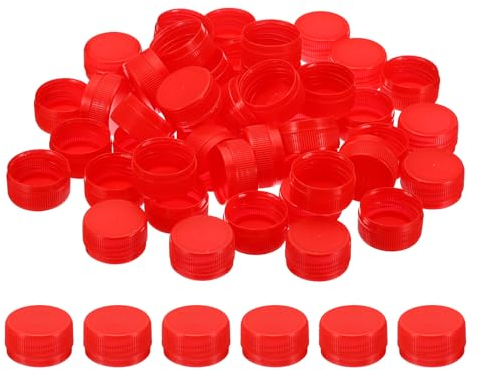 PATIKIL Tappi di Bottiglia Plastica da 1.2 Pollici per Artigianato, 50Pz Tappi a Vite Riutilizzabili per Bottiglie Vuote per Decorazioni Fai da Te, Rosso