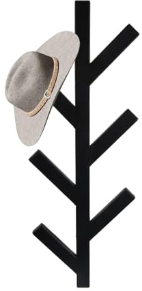 Focenat Perchero Pared Negro, 41cm Metal Percheros Pared de Diseño con 6 Ganchos, Ganchos de Perchero Moderno, Ganchos para Abrigos, Perchero De Pared para Recibidores Entradas Dormitorios Baños
