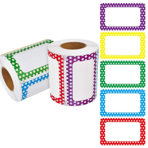 150Pcs Name Tag Labels Stickers Roll,Colorful Star Gift Tags Stickers Birthday Name Gift Labels Stickers for Presents,Birthday Self Adhesive Baby Shower Boxes Cards Kids Party Favor