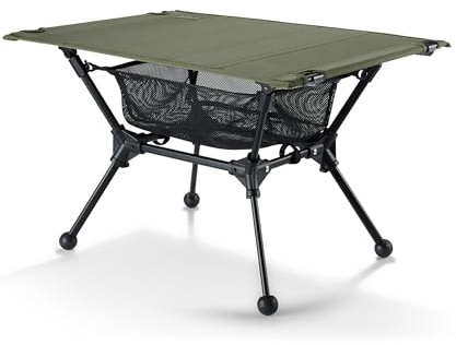 OneTigris Dipper - Tavolo da campeggio pieghevole, pieghevole, con borsa per il trasporto e tasca a rete, per esterni, ultraleggero, per pesca, escursionismo, 60 x 40 x 37 cm (verde acceso)