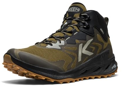 KEEN Men's Zionic Nxt Mid Height Waterproof All Terrain Comfortable Hiking Boots, Dark Olive/Black, 13