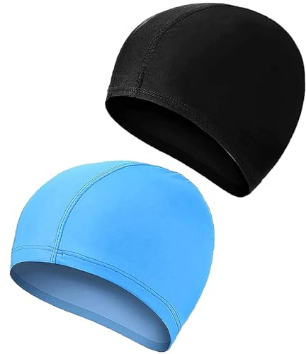 2 Pcs Swimming Caps for Kids Girls Boys and Adult Teenager,Comfortable Light Swimming Caps,Super Stretch No Pull Hair Swim Hats for Long and Short Hair