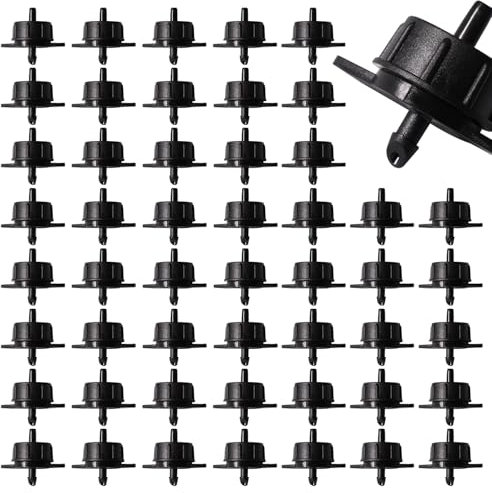 VooGenzek 50 Piezas 1 GPH Gotero Compensador de Presión, 1/4 Pulgadas Emisores de Goteo de Riego de Plástico, Goteros de Riego de Jardín, para Riego por Goteo de Césped de Jardín, 4L