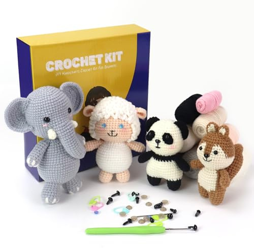 Fltengle Crochet Kit Complete Pack for Beginners, Home Halloween Decoration Including Crochet Hook, Yarn Balls, Needles, Instructions, Step-by-Step Video (Animal)