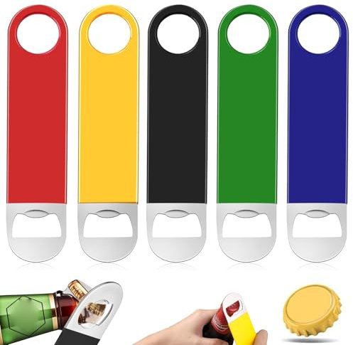 5 Pcs tainless Steel Bottle Openers, Bottle Cap Opener Set, Multi-Color Bottle Cap Openers for Home and Party Use, for Professional bar use or Home Entertaining