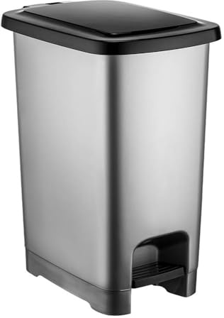 Violet House Cubo de Basura con Pedal, Papelera pedal, Cubo Ligero y Resistente, plástico, color gris (25 LTS)