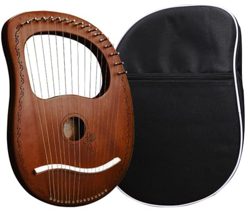 Lyre Harp - Lyre Harp Instruments |Solid Wood Mahogany Lyres Musical Instrument | 16 Strings LyreHarp, Peach Blossom Core Wood Lyres Instrument With Carrying Bag – For Beginners & Professionals