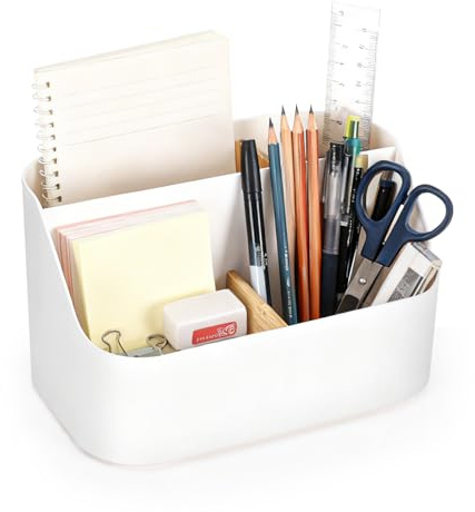 Zippicks Organizador escritorio con 5 compartimentos, Organizador de Escritorio Multifuncional de Caja de Almacenamiento, organizador de mesa para Oficina Escuela y Casa