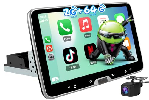 AWESAFE Universale Autoradio 1 din con Schermo (Rimovibile), Android 13 (2+64GB) 10.1 Car Radio con CarPlay Android Auto GPS Bluetooth WIFI FM RDS