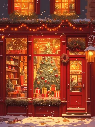 Decoration Noel Diamond Painting rouge Kits, DIY Diamond Painting Adulte Enfant neige Set, Diamant Loisirs CréAtifs Adultes, Peinture Diamant Cristal Art, IdéAl Hiver Cadeau Noel 30x40cm u-143