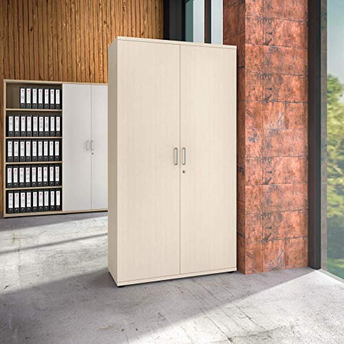 Weber Büro Uni Aktenschrank abschließbar 5 OH Ahorn Schrank Büroschrank Flügeltürenschrank