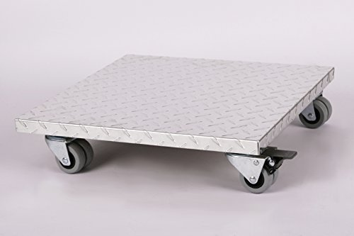 Möbelroller/Pflanzenroller (Profi) 50x50 cm, ALU, 300kg, Doppelrollen + Bremse, Marke: Szagato, Made in Germany (Design-Pflanzenroller Transportroller Rollbrett)