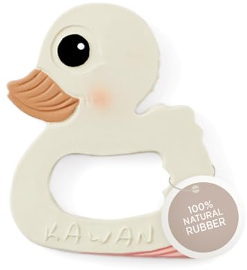 HEVEA Naturkautschuk Kawan Enten-Beißring Baby - 100% Biologisch & Sicher für Babys, Dänisches Design, Leicht zu Greifen - Frei von BPA, PVC, Kunststoff und Phthalaten