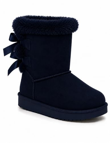 Bottes fourrées chaudes femme avec ruban satiné et fourrure synthétique