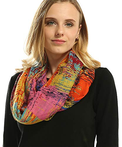 Dawwoti Écharpe À L'Infini, Femme Femme Soft Circle Écharpe Boucle Écharpe Cou Wrap Légère Écharpe Plaid