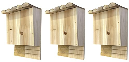 Selections Large Wooden Bat Roosting Nesting Box Wildlife Habitat Shelter - Pack of 3