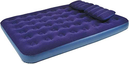 Trendi® Double Size Flocked Air Bed with 2 Pillows - Ideal for Camping or as a Temporary Guest Airbed - Waterproof Flocked Air Bed