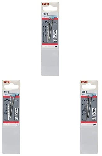 Bosch Pro Punta per Metallo HSS-G, Levigata (2 Pezzi, Ø 2 mm), Pacco da 3