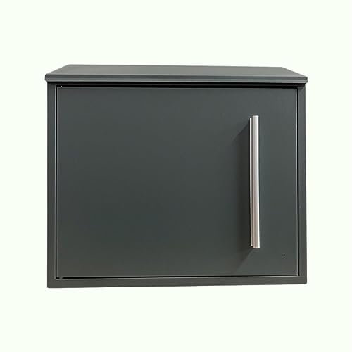 One of a Kind Design UK Lockable Post Box for Outside Wall – Waterproof Mailbox with Newspaper Slot Secure Outdoor Letterbox for Home or Office Modern Wall-Mounted Postbox - Grey