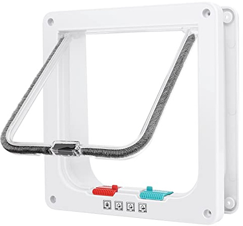 Katzentür, Sicherheits-Haustier-Tür mit 4-Wege-Schloss, wetterfest-einfache Installation Cat Klappe Tür für Innen Außentür, Fenster, Wand (groß, 19cm x 18cm Klappe)