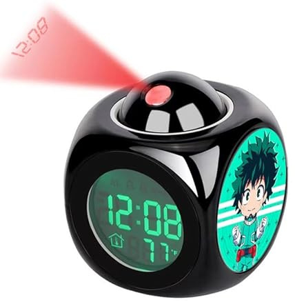 MHA Midoriya Izuku All Might Bakugo Katsuki - Reloj despertador de anime MHA electrónico digital inteligente para dormir, despertador, proyección para dormitorio infantil, decoración de dormitorio,
