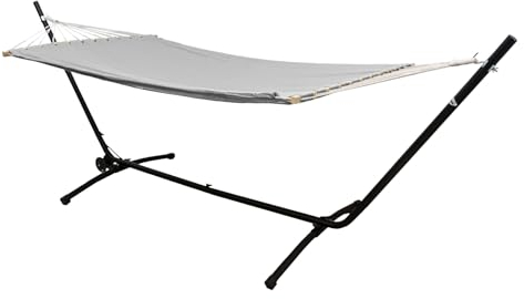 AMANKA Höhenverstellbare Outdoor Hängematte mit Gestell 2 Personen - 335x100 Hängemattengestell mit Rollen - 200x120 Hängematte für Garten mit Gestell - Hängematte für Balkon Hängeliege mit Gestell