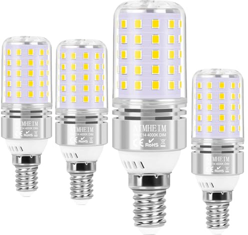 AIMHEIM E14 dimbar LED-lampa, 4 000K naturlig vit 8 W LED-lampa E14 motsvarande 80 W glödlampa, skimmerfri, E14 majs LED-lampa liten skruvbas, set med 4 st