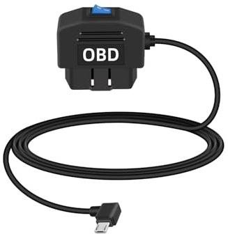 YANBORONSN Automotive OBD strömkabel, 90 graders USB Micro till OBD-II Hardwire Cable Adapter med strömbrytarknapp för Dash Camera 24 timmar Surveillance/Acc Mode, (3,5 m/11,5 fot)