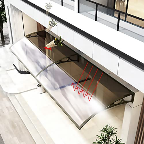 Auvent incurvé extérieur pour porte fenêtre toit balcon cour jardin 80 x 340 cm