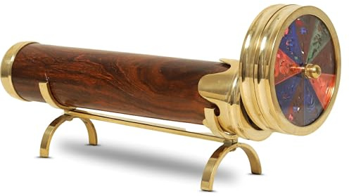 Kaléidoscope vintage en bois de laiton – Cadran coloré optique rotatif antique avec télescope de collection et cadeau unique pour la décoration de la maison ou vos proches