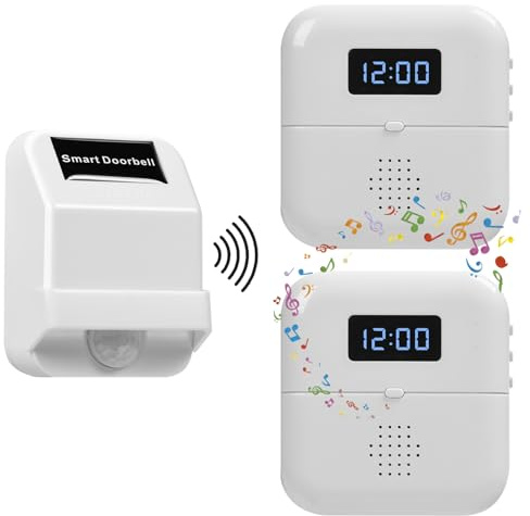 HommyFine Detector de sensor de movimiento inalámbrico PIR alarma de seguridad timbre de bienvenida, alerta de buzón, recordatorio de paso de perros y gatos para negocios, hotel, oficina en casa