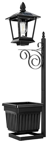 Generico Lampada Solare con Fioriera | 2 in 1 Vaso da Fiori con Lanterna Solare | Lampade da Giardino con Portavaso | per Giardino Patio Cortile Prato Terrazza Balcone Sentiero Appartamento