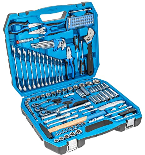 HÖGERT Tecnologia Set di attrezzi I chiavi a bussola, punte e accessori, acciaio al cromo vanadio, forgiato con meccanismo a cricchetto con 72 cricchetti di blocco, HT1R439-131 pezzi
