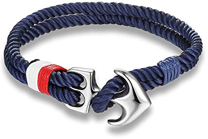 EXINOX Anker Armband | Herren Damen | Glitzer aus Edelstahl | Sea Sailor Style, One Size, Edelstahl