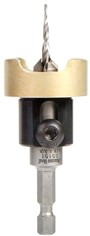 Amana Tool 55151 Carbide Tipped 82 Degree Countersink with Tapered Drill and Adjustable Depth Stop with No-Thrust BB, 3/8 D x 1/8 Drill D x 1/4 Inch Quick Release Hex SHK