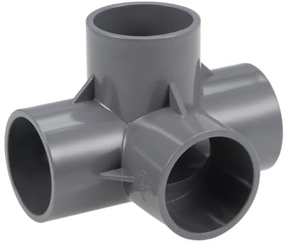 sourcing map 4 Vías PVC Conector 40mm Interior Diámetro, 1 Piezas Codo PVC de 90 Grados de Forma en T para Tubería de Agua, Reductor de Tubería de Acoplamiento, Gris