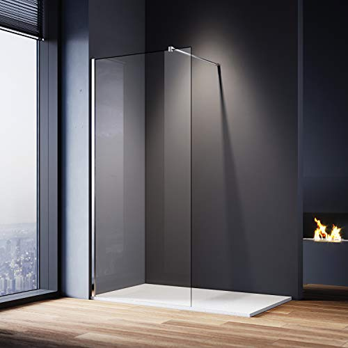 ELEGANT 900mm Walk in Shower Screen and 1700x700mm Slate Effect Shower Tray 8mm Easy Clean Glass Wet Room Screen Panel Shower Enclosure 1900mm Height